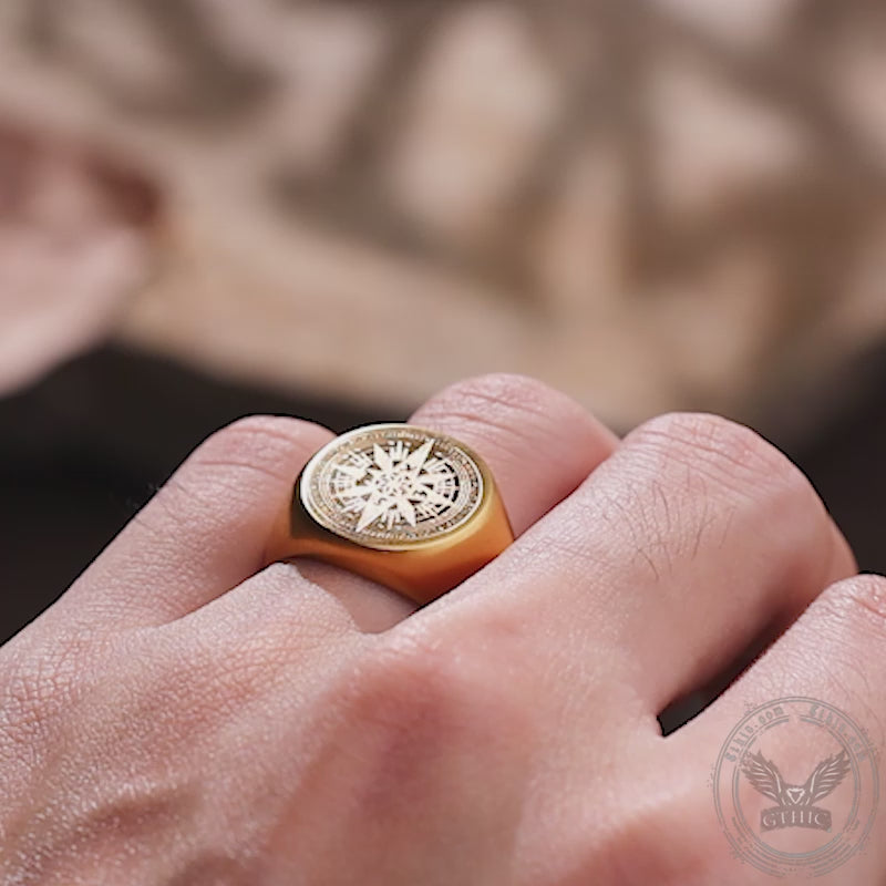 Simple Design Compass Stainless Steel Ring