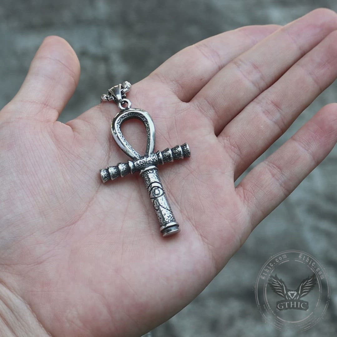 Ankh Eye of Horus Stainless Steel Pendant