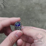 Carved Stainless Steel Gemstone Ring