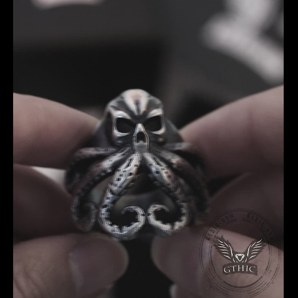 Oktopus-Schädel-Sterlingsilber-Tier-Ring