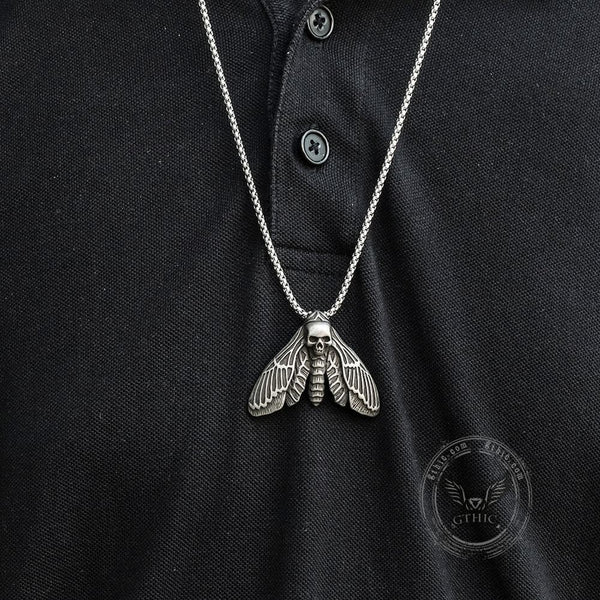 Death Head Moth Stainless Steel Pendant 02 | Gthic.com