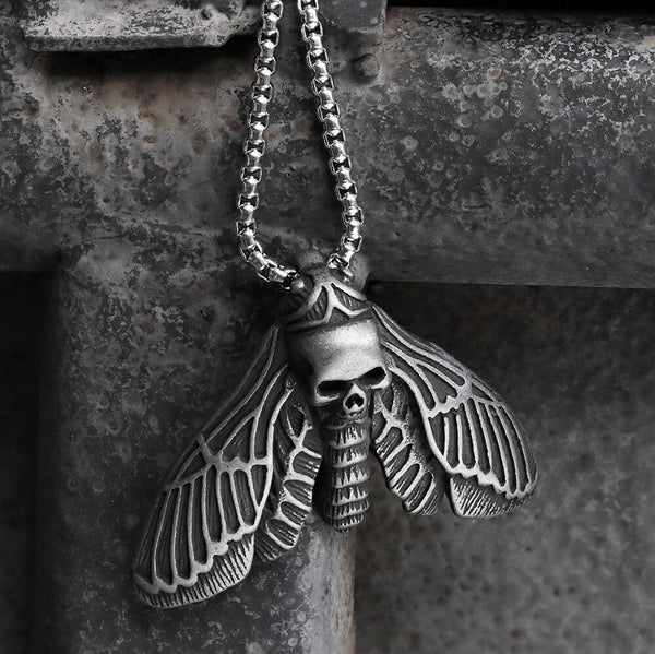 Death Head Moth Stainless Steel Pendant 01 | Gthic.com