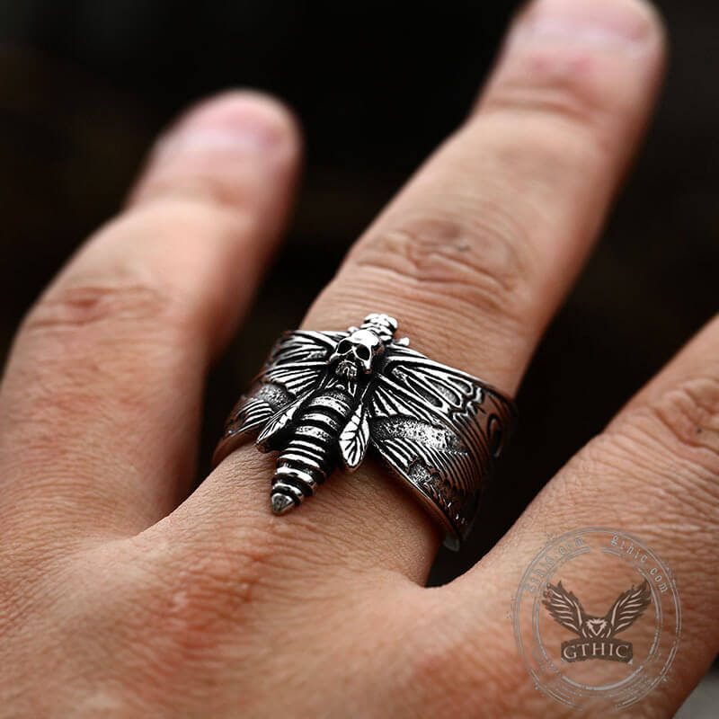 Death Head Moth Stainless Steel Skull Ring – GTHIC