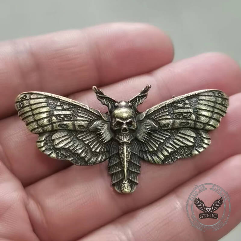 Death Head Moth Zinc Alloy Skull Brooch | Gthic.com