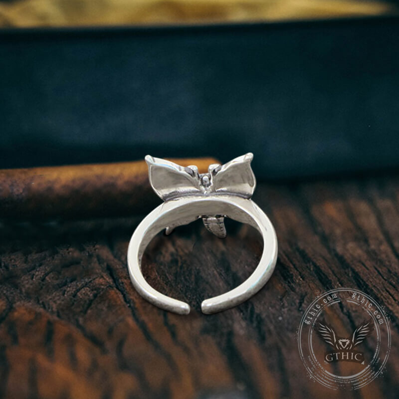 Bague tête de mort ouverte en argent sterling Death Moth