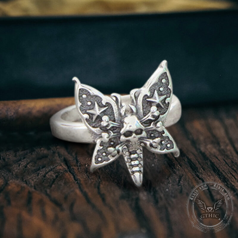 Death Moth Sterling Silver Open Skull Ring | Gthic.com