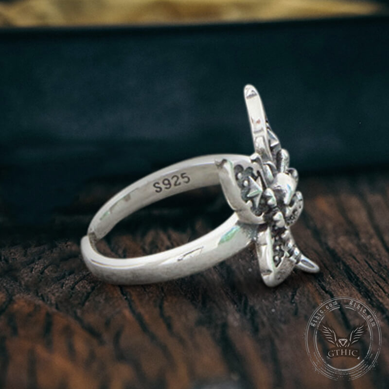 Death Moth Sterling Silver Open Skull Ring | Gthic.com