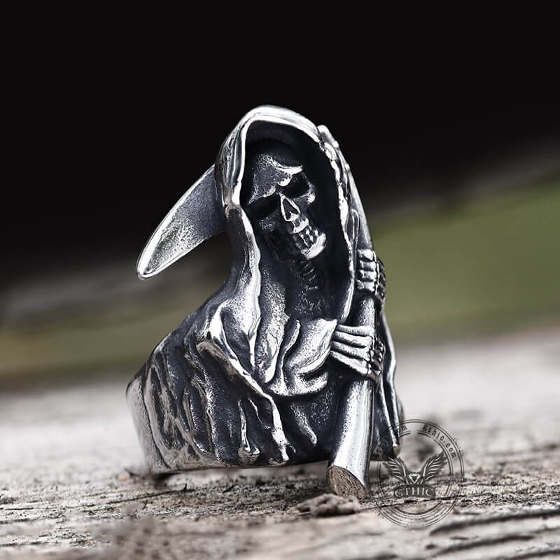 Death Reaper Stainless Steel Skull Ring | Gthic.com