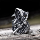 Death Reaper Stainless Steel Skull Ring | Gthic.com