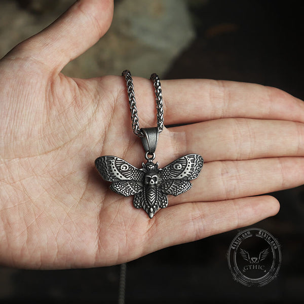 Death's-head Hawkmoth Stainless Steel Skull Pendant | Gthic.com