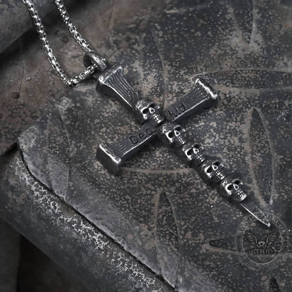 Deathly Skull And Cross Stainless Steel Pendant | Gthic.com
