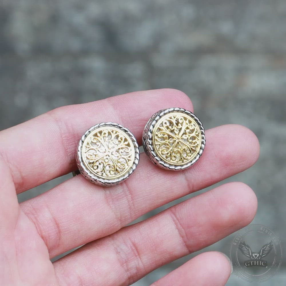 Vintage Pattern Brass Fixed Backing Cufflinks