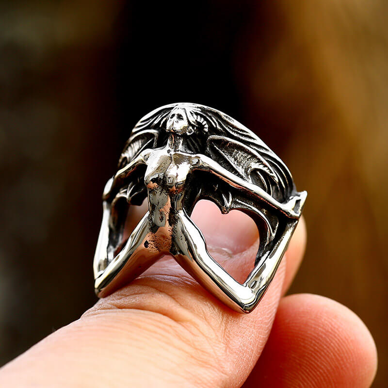 Demon Girl Stainless Steel Goth Ring | Gthic.com