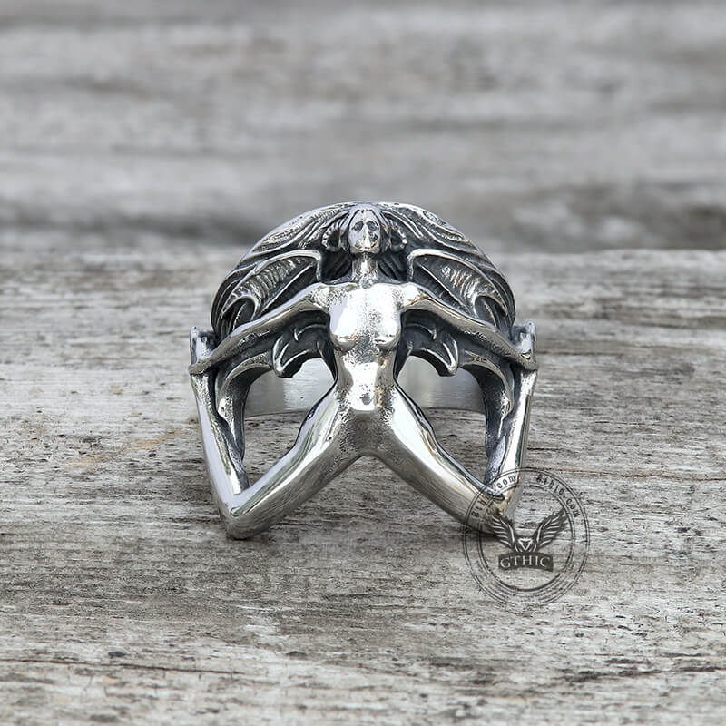 Demon Girl Stainless Steel Goth Ring | Gthic.com