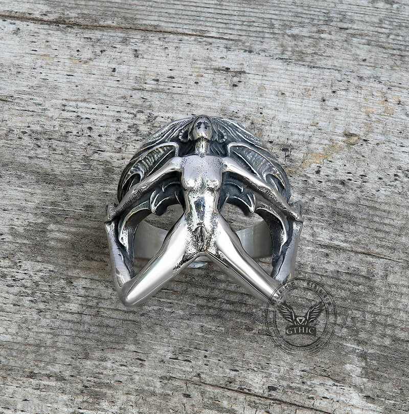 Demon Girl Stainless Steel Goth Ring | Gthic.com