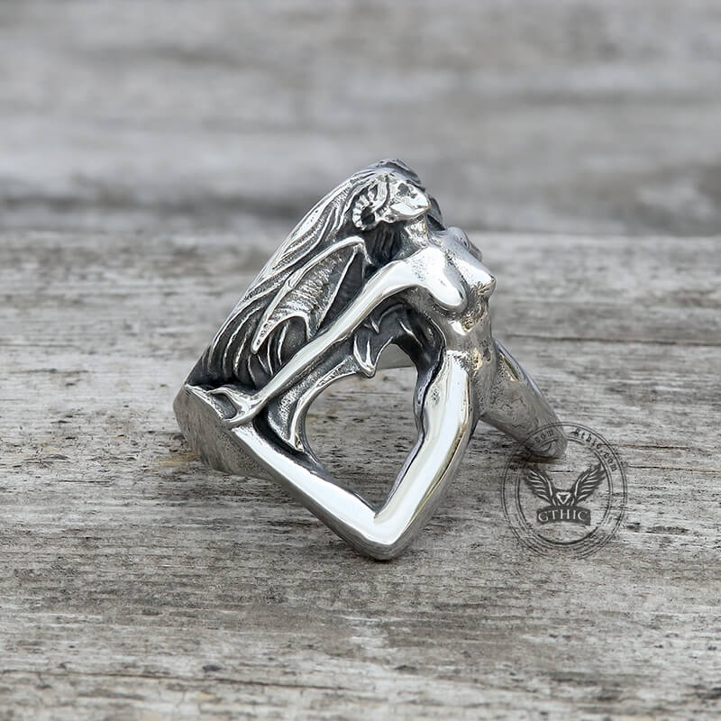 Demon Girl Stainless Steel Goth Ring | Gthic.com