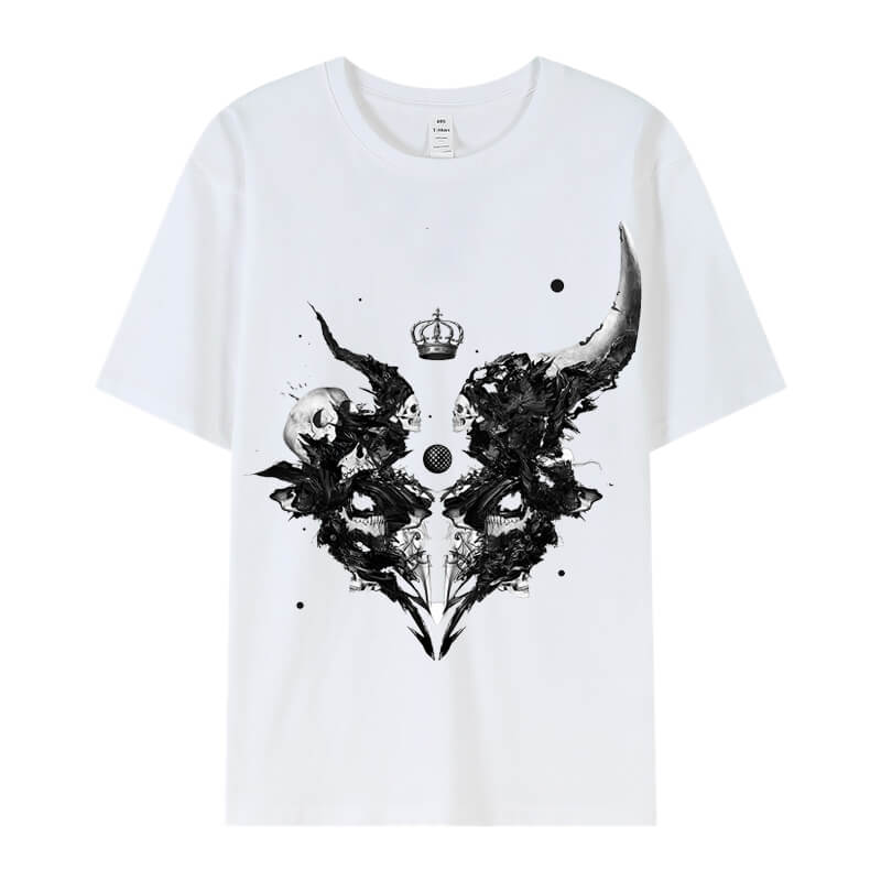 Demon Horns Cotton Skull T-shirt | Gthic.com