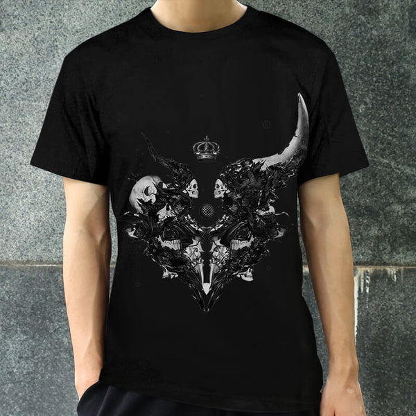 Demon Horns Cotton Skull T-shirt | Gthic.com
