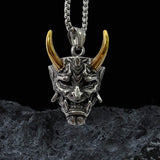 Demon mask stainless steel pendant 02 | Gthic.com