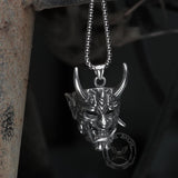 Demon mask stainless steel pendant 04 | Gthic.com