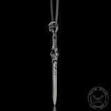 Demon Skull Sterling Silver Sword Weapon Pendant | Gthic.com