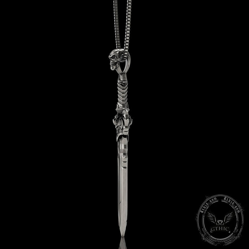 Demon Skull Sterling Silver Sword Weapon Pendant – GTHIC
