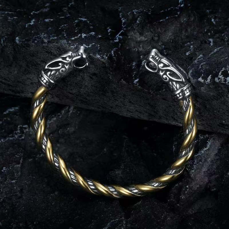Detailed Dragon Stainless Steel Beast Bracelet 02 Gold | Gthic.com
