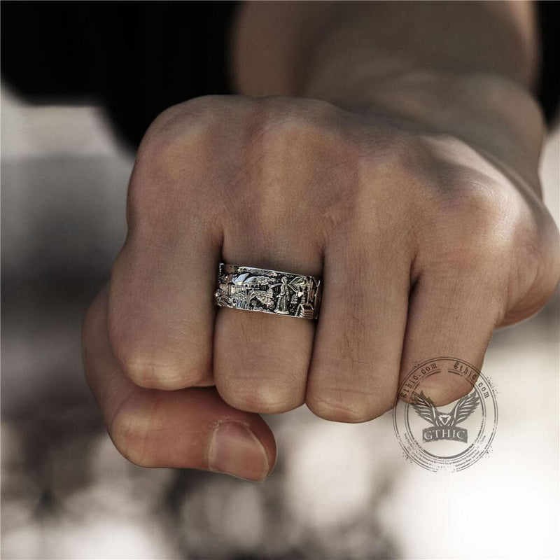 Detailed Pastoral Patterns Alloy Embossed Ring 02 | Gthic.com