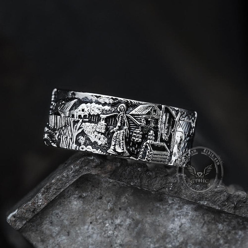 Detailed Pastoral Patterns Alloy Embossed Ring 03 | Gthic.com