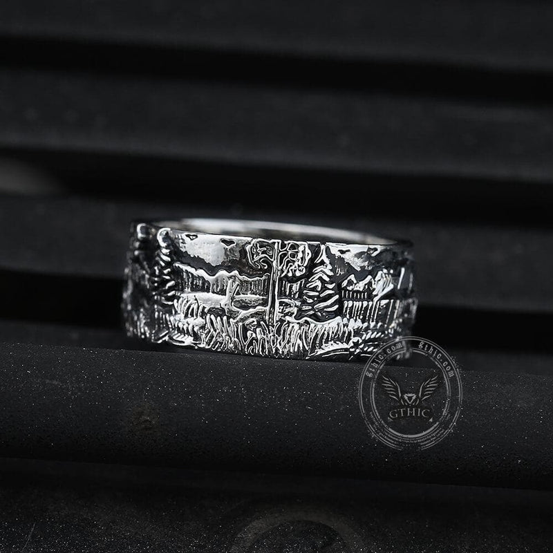 Detailed Pastoral Patterns Alloy Embossed Ring