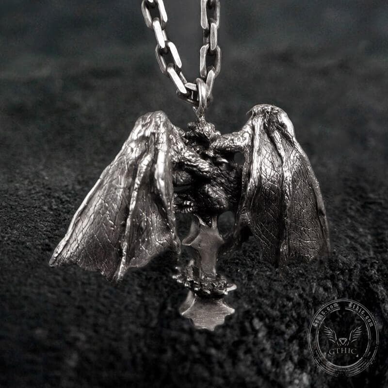 Devil Dragon Skull Sterling Silver Pendant