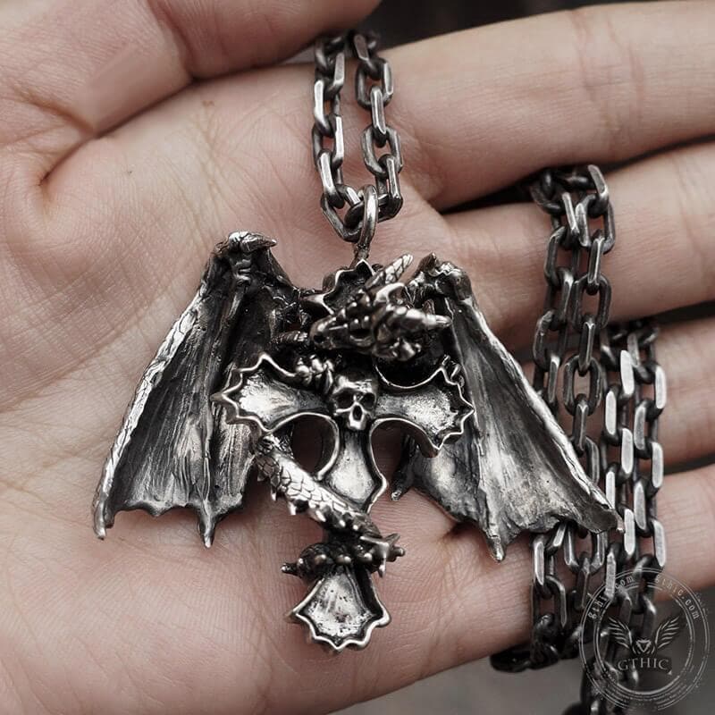 Pendentif en argent sterling crâne de dragon du diable