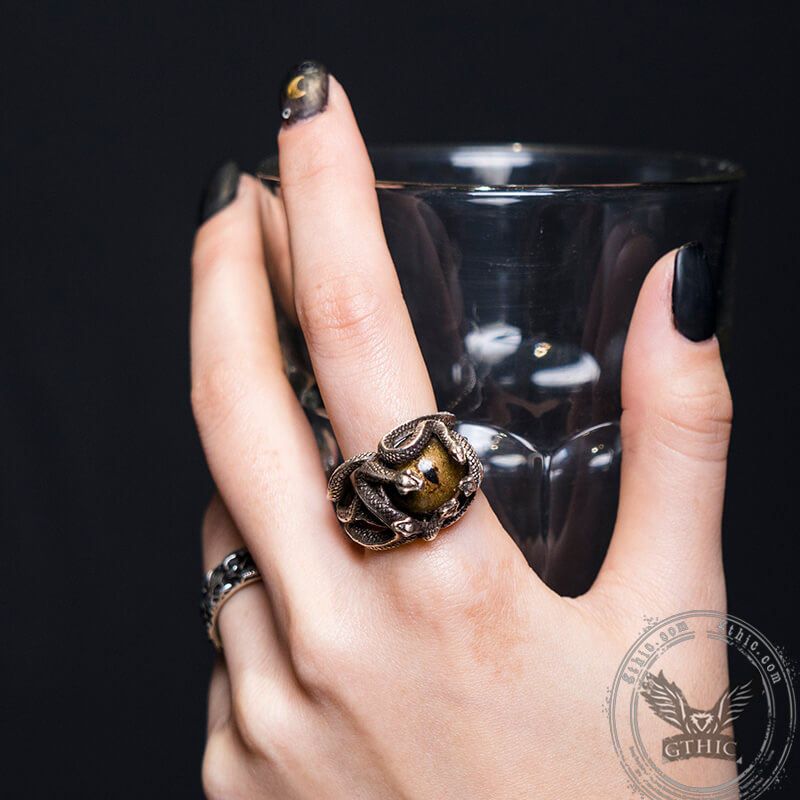 Devil's Eye Sterling Silver Snake Ring | Gthic.com