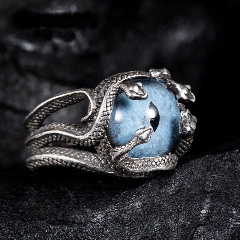 Devil's Eye Sterling Silver Snake Ring | Gthic.com