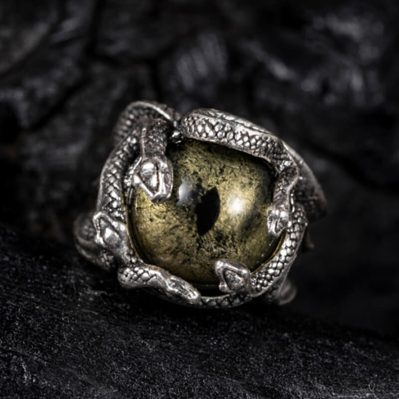 Devil's Eye Sterling Silver Snake Ring | Gthic.com