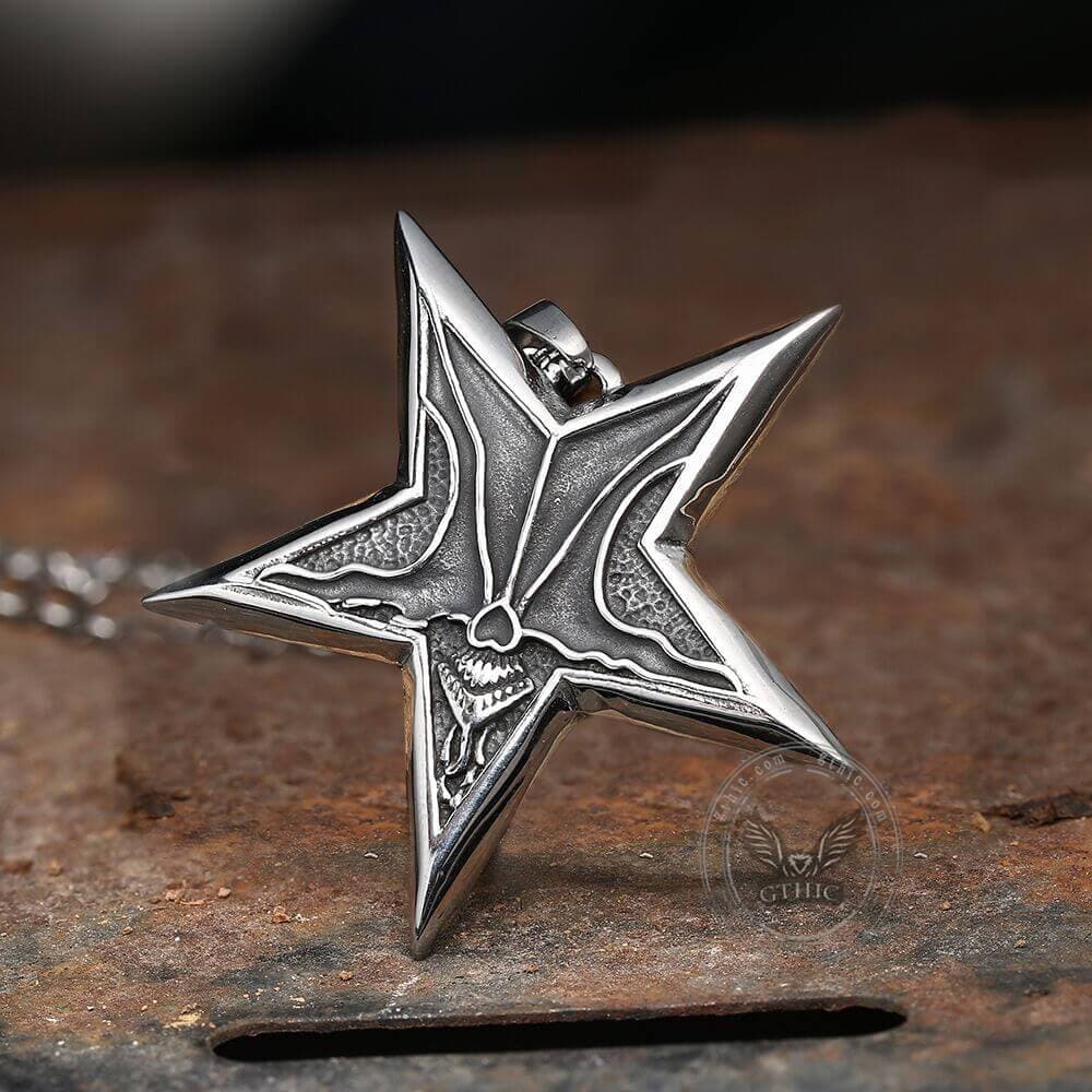 Devil Satan Smile Stainless Steel Pentagram Pendant | Gthic.com
