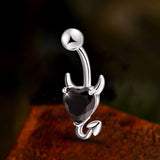 Devil Stainless Steel Zircon Belly Button Ring | Gthic.com
