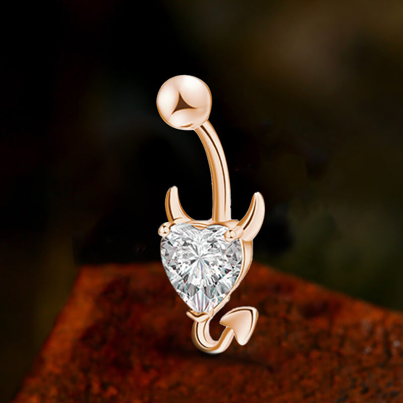 Devil Stainless Steel Zircon Belly Button Ring | Gthic.com