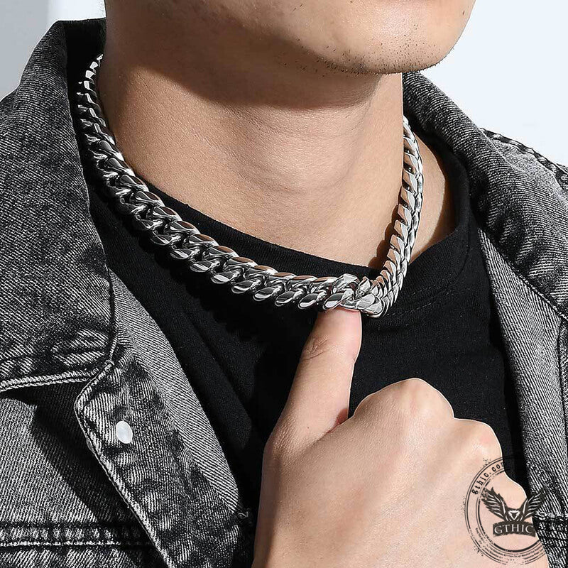 Diamond Cuban Link Stainless Steel Choker Chain02| Gthic.com