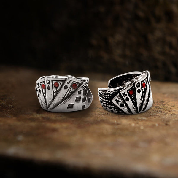 Diamond Poker Stainless Steel Ear Clips | Gthic.com
