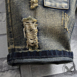 Distressed Denim Cotton Punk Shorts | Gthic.com