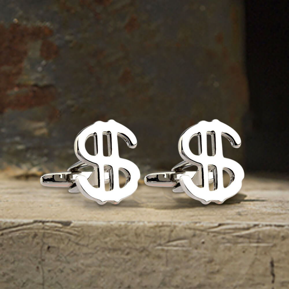 Dollar Sign Brass Cufflinks 01 | Gthic.com