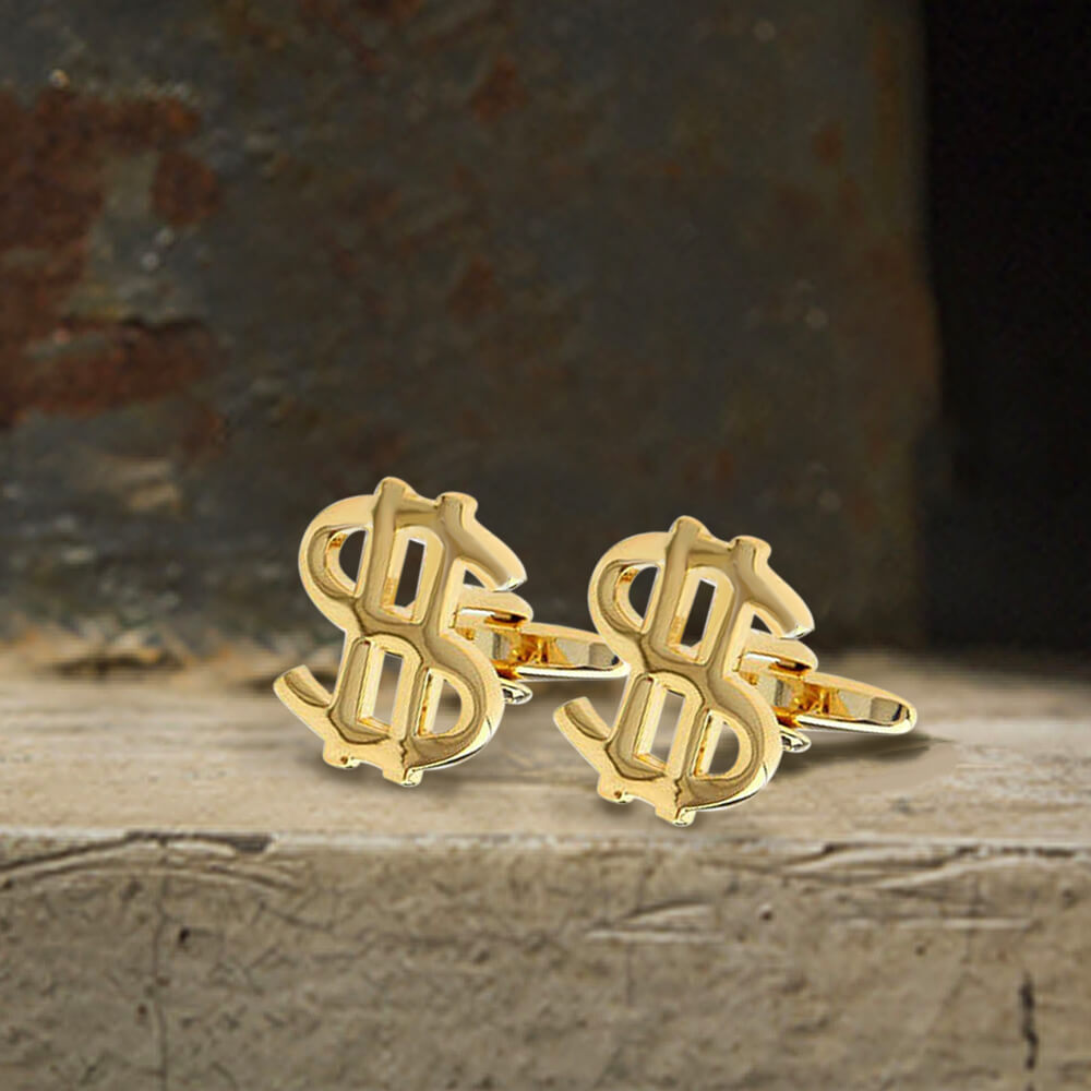 Dollar Sign Brass Cufflinks 02 | Gthic.com