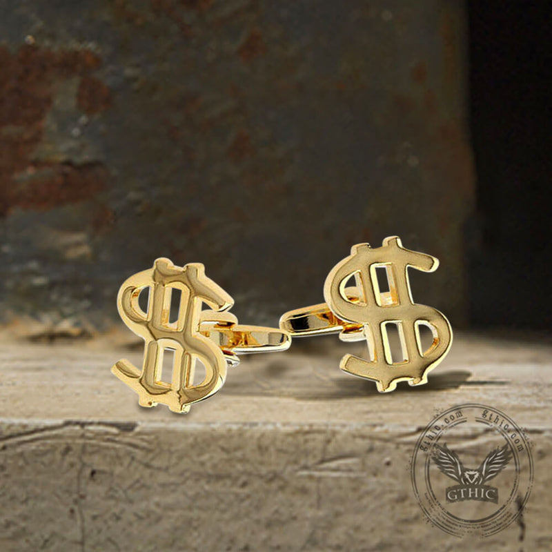 Dollar Sign Brass Cufflinks 05 | Gthic.com