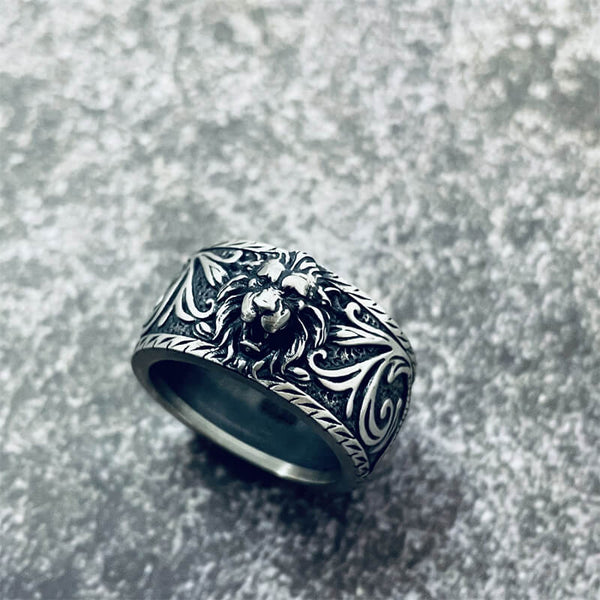 Sterling Silver Lion Head Ring For Men - 'The King' Engraved Band, Animal Kingdom Jewelry Gift For Father, Son, Friend (Size 10.5) - View #3