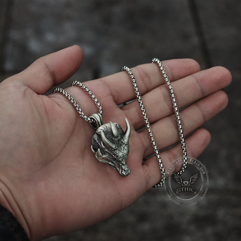 Domineering Dragon Head Pure Tin Necklace | Gthic.com