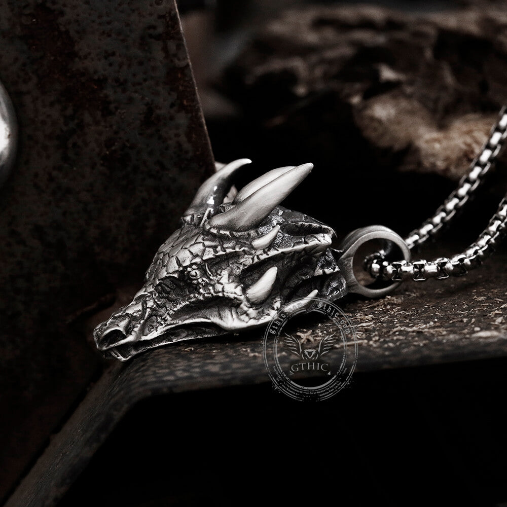 Domineering Dragon Head Pure Tin Necklace | Gthic.com