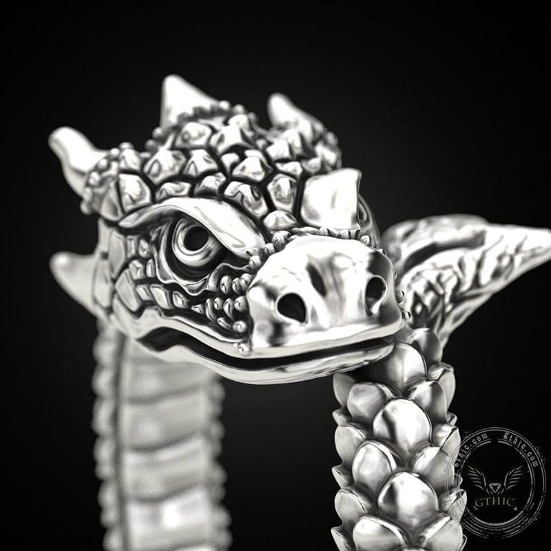 Domineering Dragon Sterling Silver Ring | Gthic.com