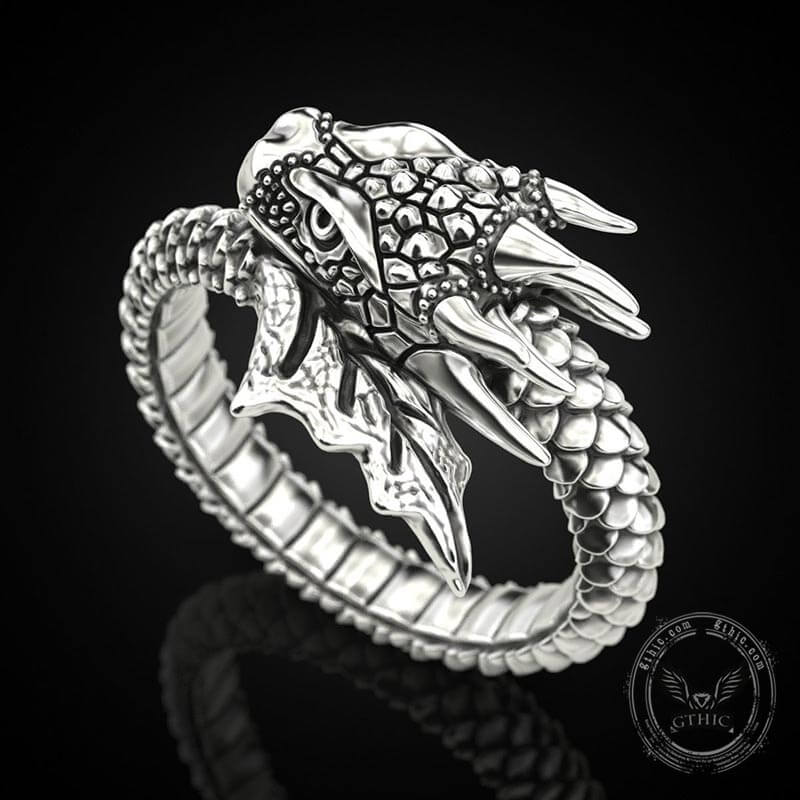 Domineering Dragon Sterling Silver Ring | Gthic.com