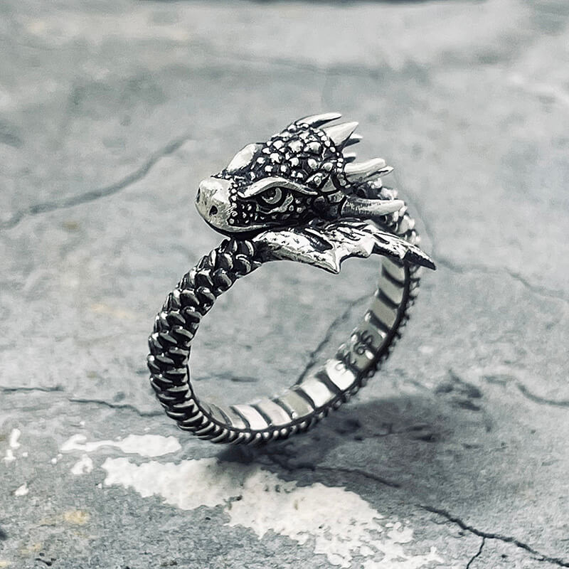 Domineering Dragon Sterling Silver Ring | Gthic.com